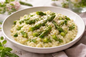 découvrez notre recette printanière de risotto aux asperges vertes, un plat savoureux et crémeux qui ravira vos papilles et apportera une touche de fraîcheur à vos repas.