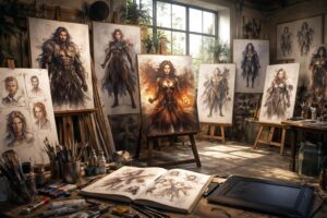 découvrez comment l'exploration visuelle enrichit l'art conceptuel pour donner vie à des personnages uniques et captivants.