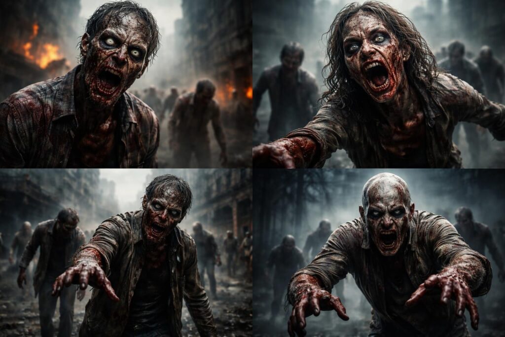 découvrez notre galerie créative d'illustrations originales de zombies, mêlant art unique et univers post-apocalyptique pour les passionnés de créations effrayantes.