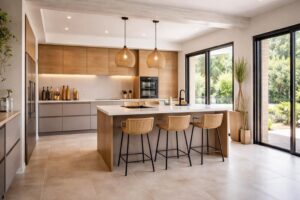 découvrez comment rénover une maison de campagne en alliant élégance et fonctionnalité avec une cuisine équipée schmidt et un carrelage porcelanosa de qualité.