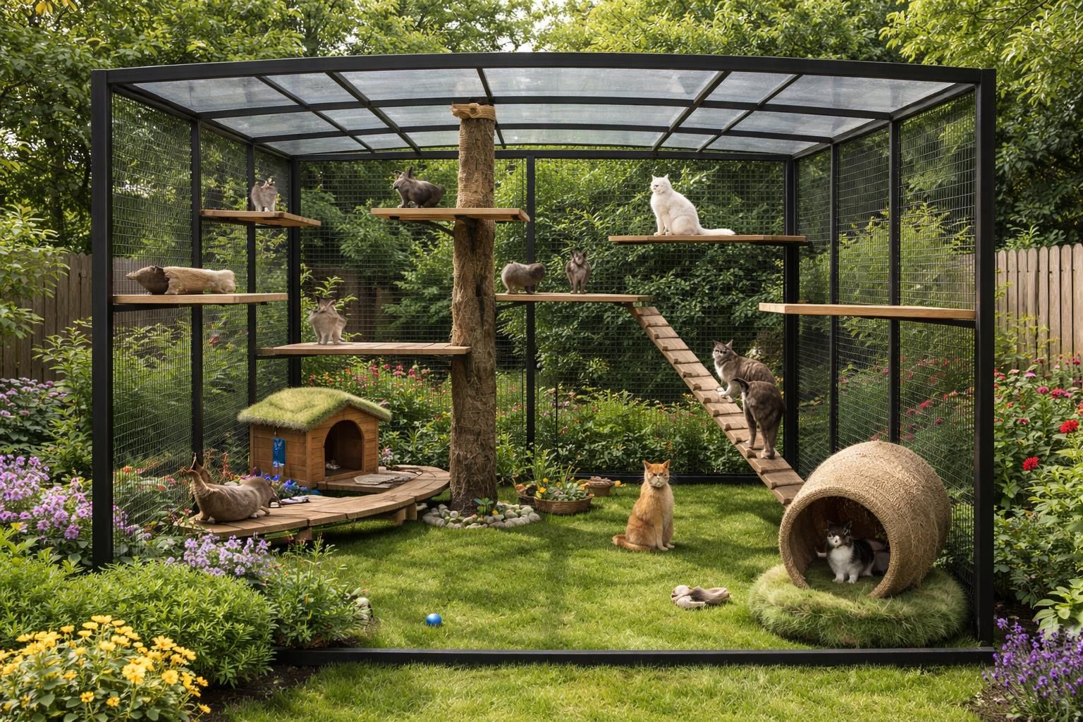 découvrez comment créer une aire de jeu sécurisée et un enclos extérieur parfait pour votre chat, alliant sécurité et divertissement en plein air.