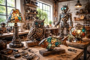 découvrez des inventions artistiques uniques réalisées à partir de matériaux recyclés, alliant créativité et respect de l'environnement.