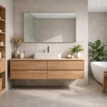 découvrez comment créer une salle de bains élégante en mariant le gris contemporain à la chaleur naturelle du bois pour une harmonie parfaite.