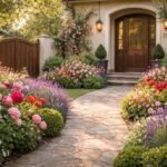 découvrez comment sublimer l'entrée de votre maison avec un magnifique massif de fleurs, pour un éclat floral qui accueille chaleureusement vos invités.