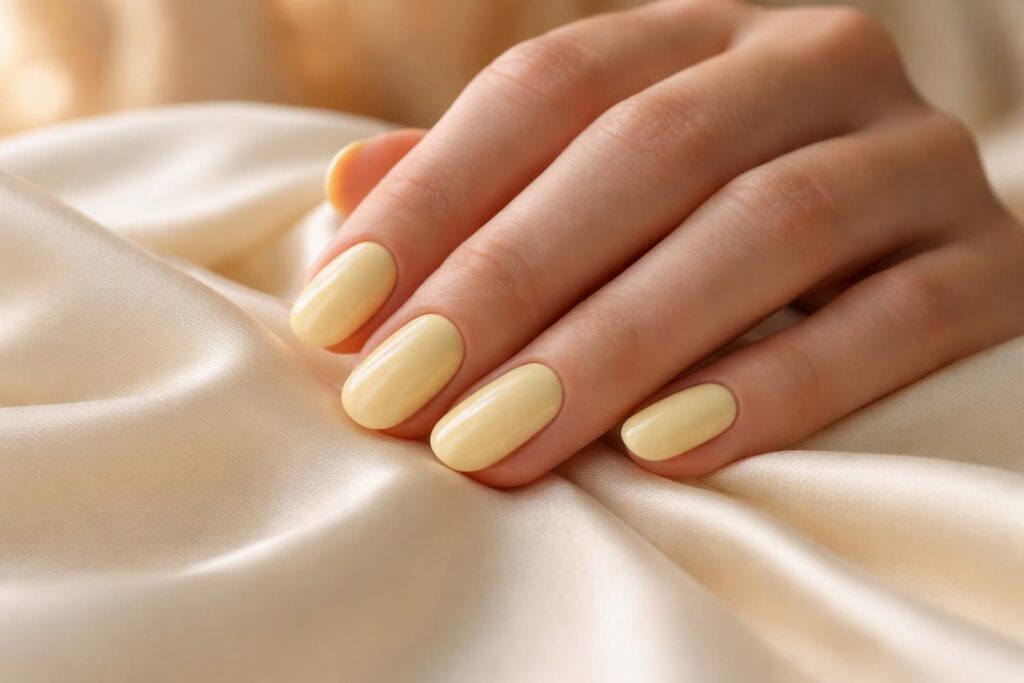 découvrez l'élégance douce avec la manucure jaune pastel, une tendance subtile et lumineuse qui sublime vos ongles avec charme et délicatesse.