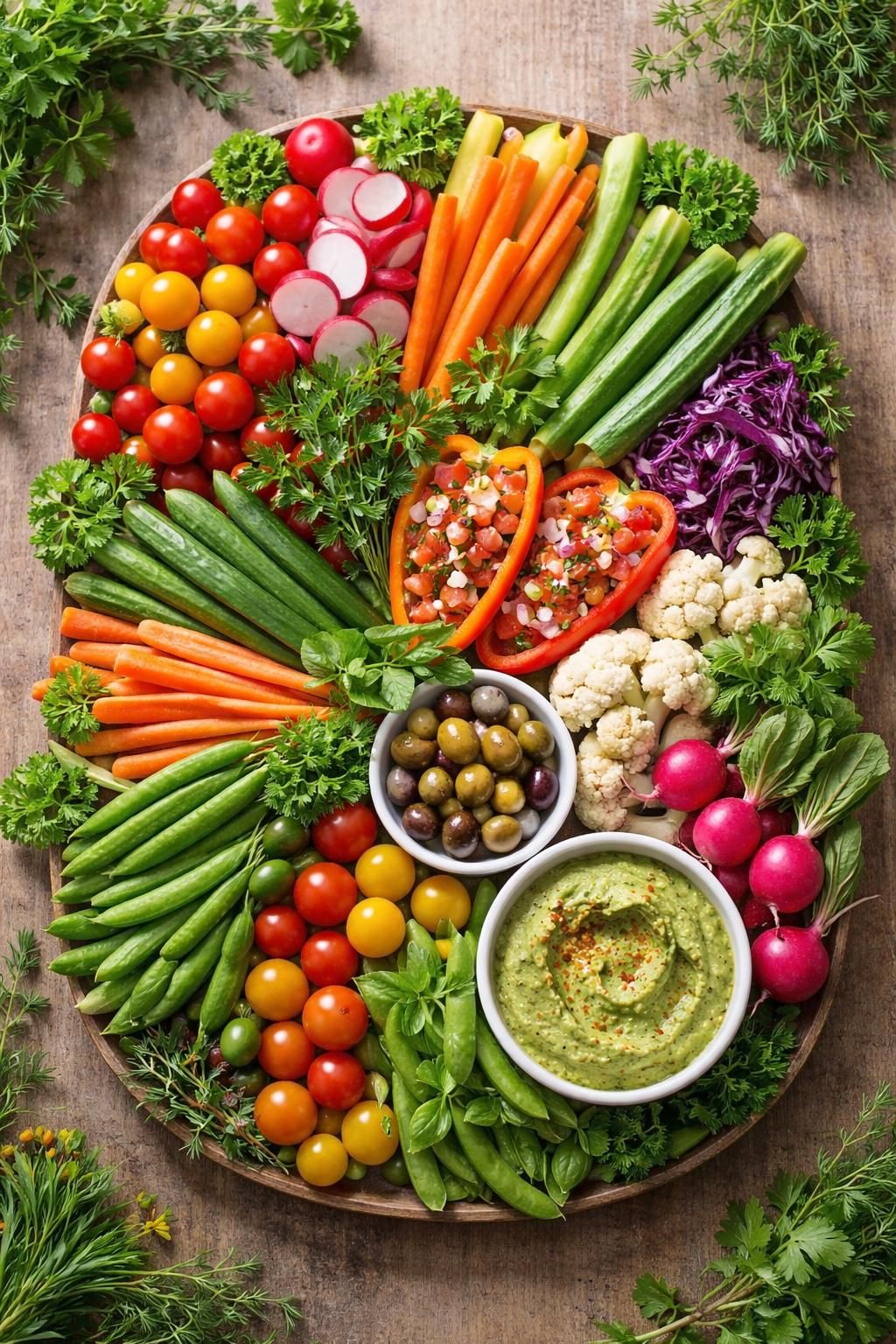 découvrez notre plateau de légumes frais et authentiques, une sélection colorée qui apporte saveurs et fraîcheur à votre table.