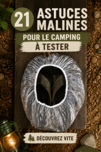 Un groupe d'amis profitant d'un bon repas autour d'un feu de camp durant une sortie camping, en pleine nature.
