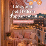 Un balcon cosy d'appartement décoré avec des plantes et des meubles confortables