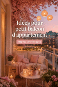 Un balcon cosy d'appartement décoré avec des plantes et des meubles confortables