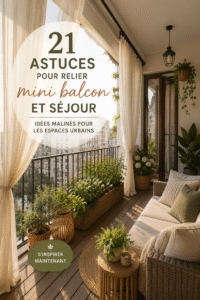 Un balcon joliment aménagé avec des plantes et des meubles confortables e