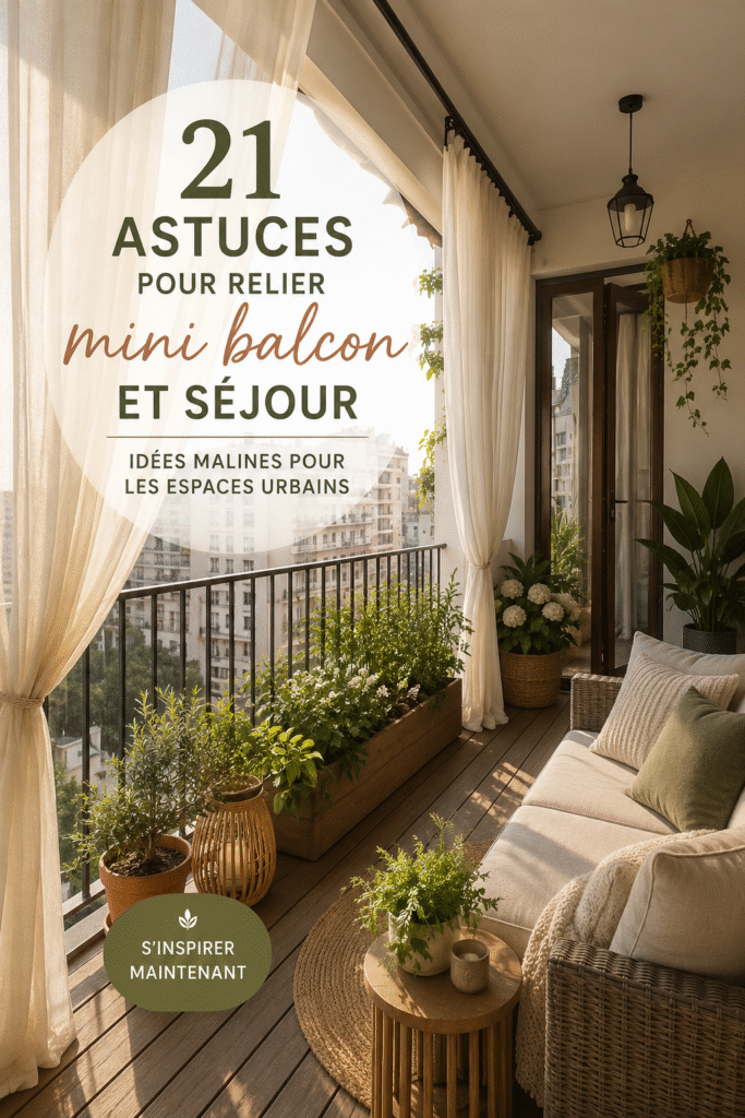Un balcon joliment aménagé avec des plantes et des meubles confortables e