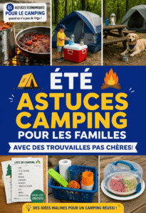 Astuces camping pour une famille avec des articles bon marché.