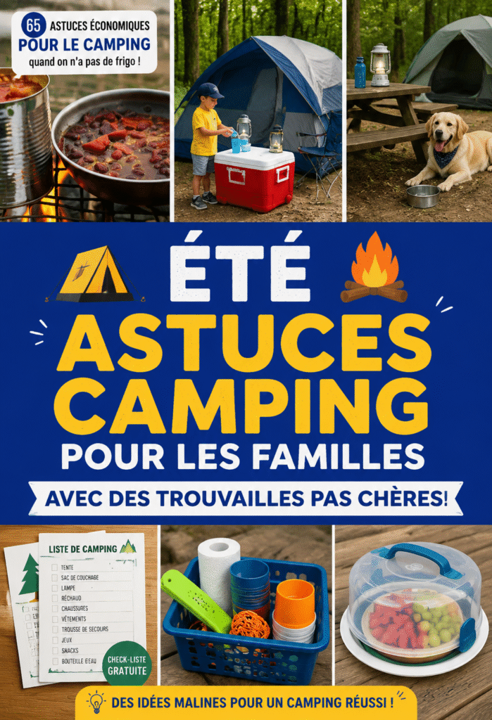 Astuces camping pour une famille avec des articles bon marché.