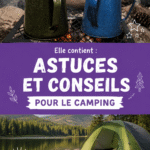 Campement bien organisé avec tout le matériel disposé pour une aventure en plein air
