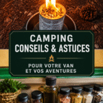 Un van aménagé garé en pleine nature, prêt pour le camping