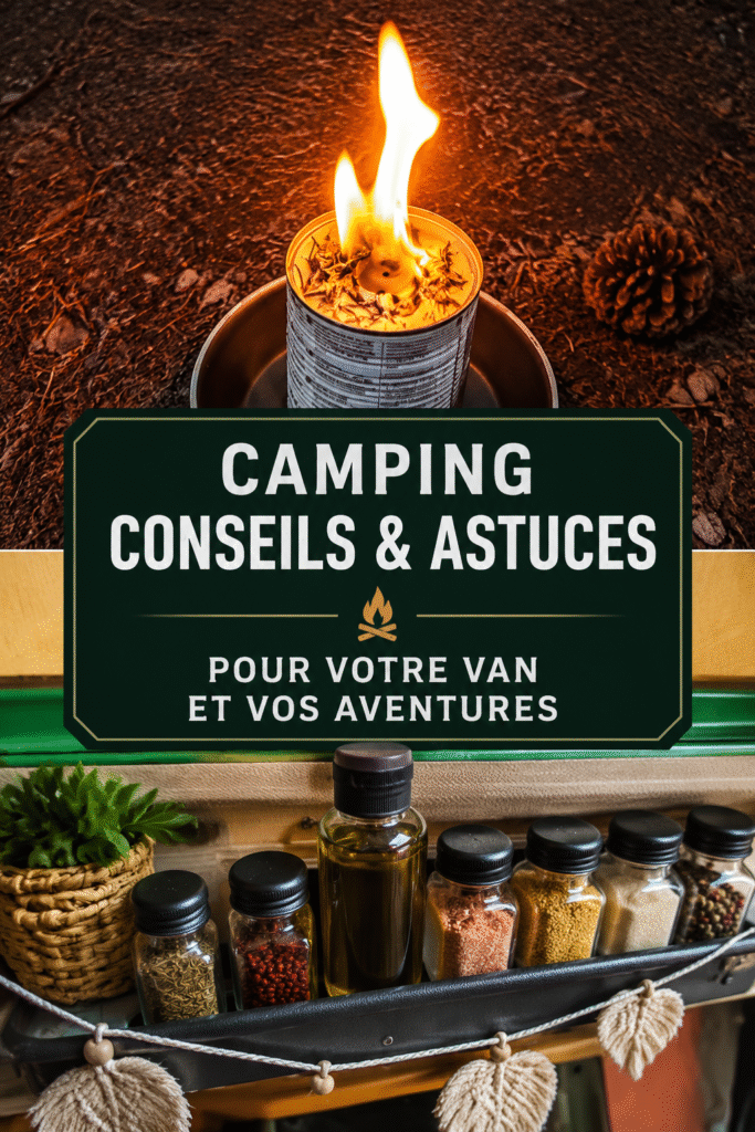 Un van aménagé garé en pleine nature, prêt pour le camping