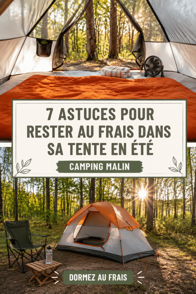 Tente de camping installée dans un endroit ombragé pour rester au frais durant l'été.
