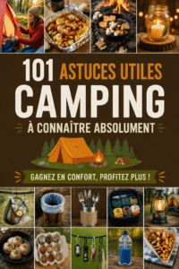 Un campeur utilisant divers hacks de camping pour une expérience améliorée en pleine nature.