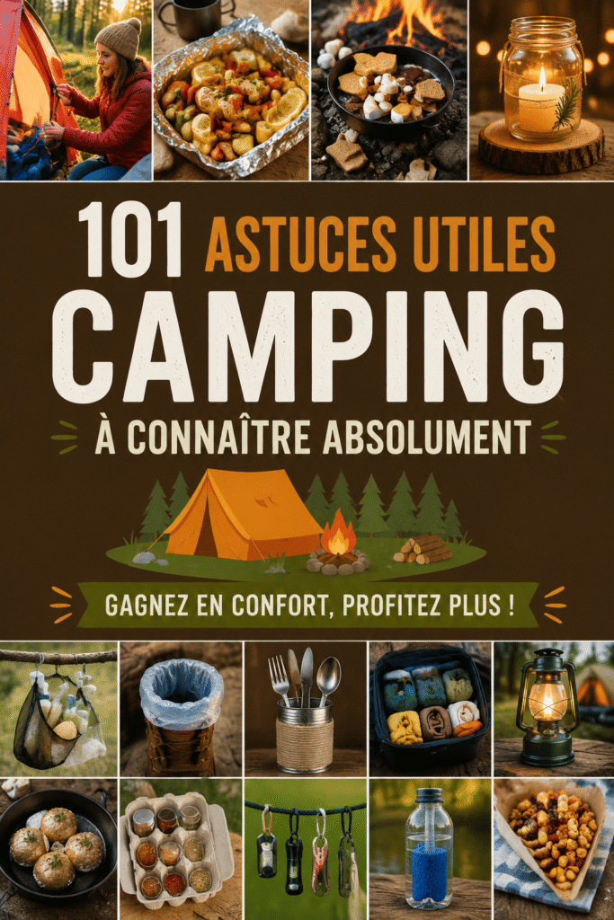 Un campeur utilisant divers hacks de camping pour une expérience améliorée en pleine nature.