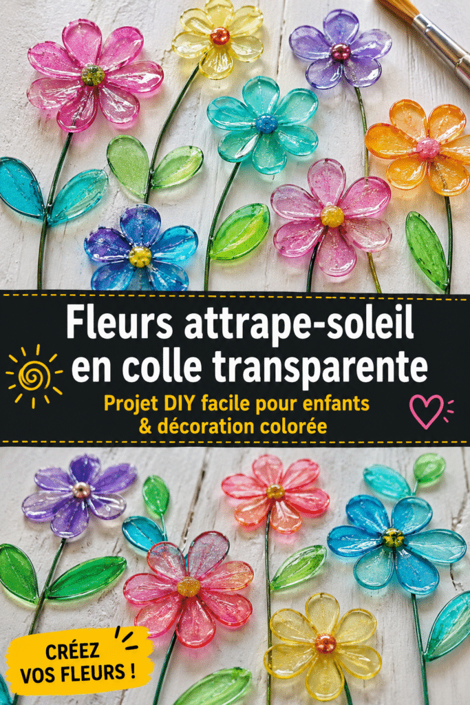Attrape-lumière floral en colle transparente décorant une fenêtre