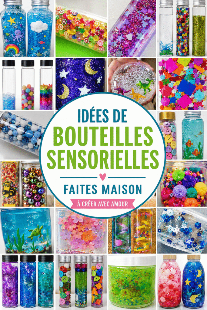 Bouteilles sensorielles colorées faites maison pour enfants