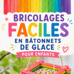 Bricolages colorés réalisés avec des bâtonnets glacés par des enfants