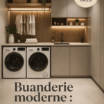 Une buanderie moderne avec un aménagement pratique et esthétique.