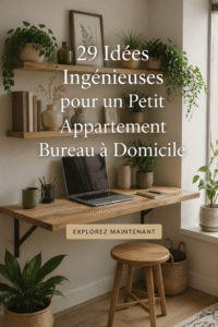 Un bureau fonctionnel et stylé dans un petit appartement, avec des rangements optimisés.