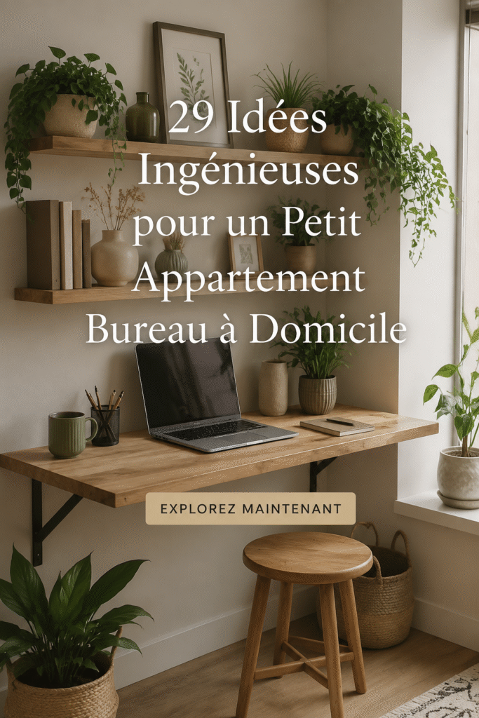 Un bureau fonctionnel et stylé dans un petit appartement, avec des rangements optimisés.
