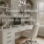 Bureau à domicile stylé avec des éléments modernes et chaleureux