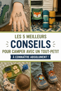 Famille en camping avec un tout-petit, heureuse dans la nature