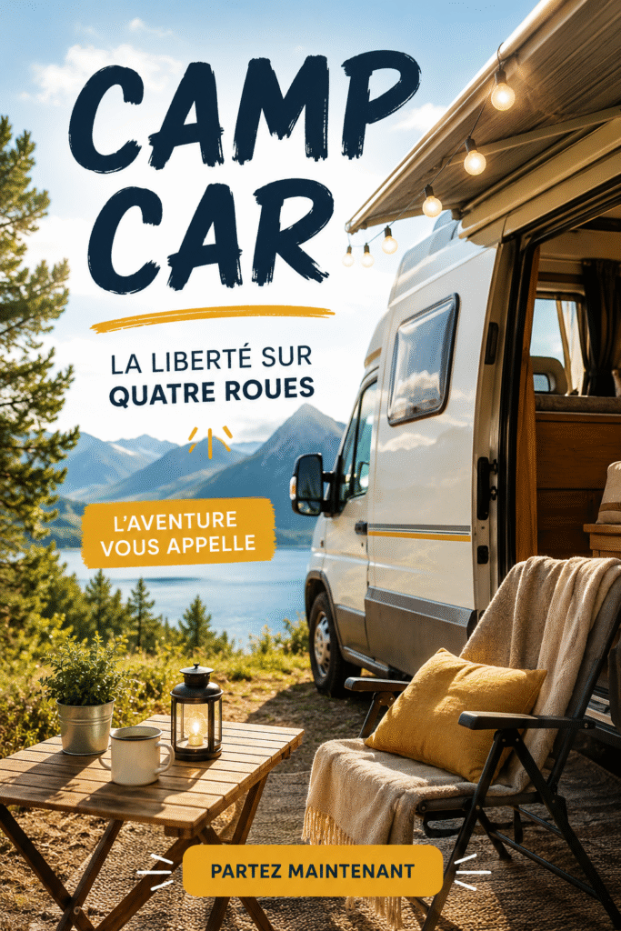 Un camping car moderne en pleine nature, illustrant le concept de l'évasion en plein air.