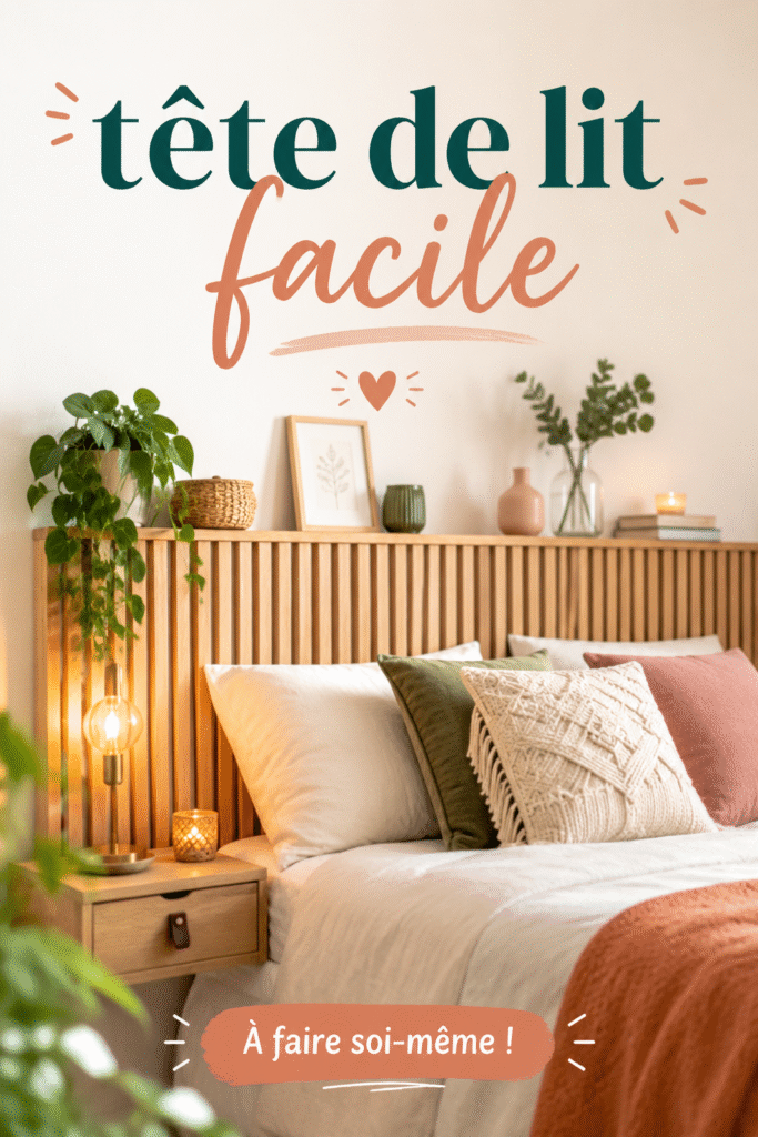 Tête de lit en bois DIY dans une chambre moderne