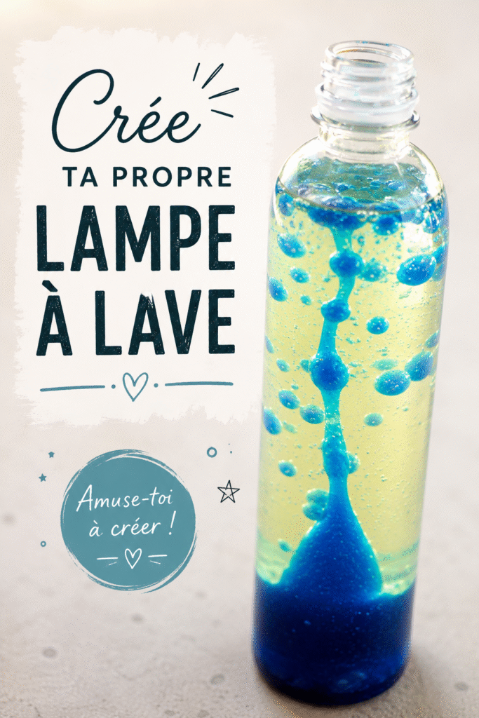 Une lampe à lave faite maison illuminée dans une pièce d'enfant