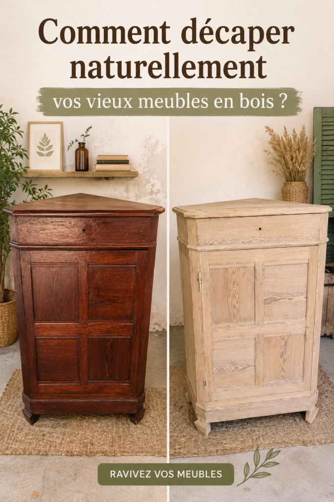 Un meuble en bois avant et après un décapage naturel