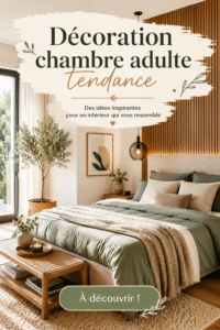Chambre adulte décorée avec des tendances modernes et chaleureuses