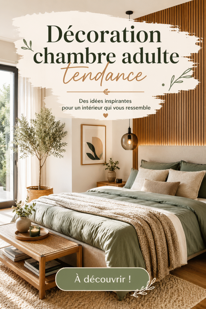 Chambre adulte décorée avec des tendances modernes et chaleureuses