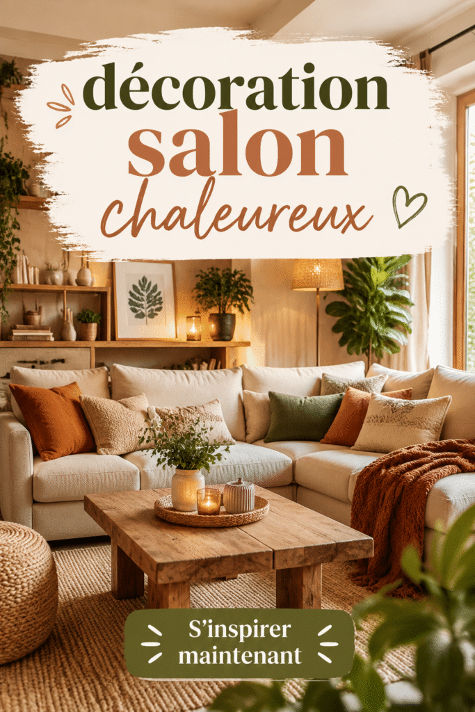 Un salon chaleureux avec des couleurs douces et des textures accueillantes.