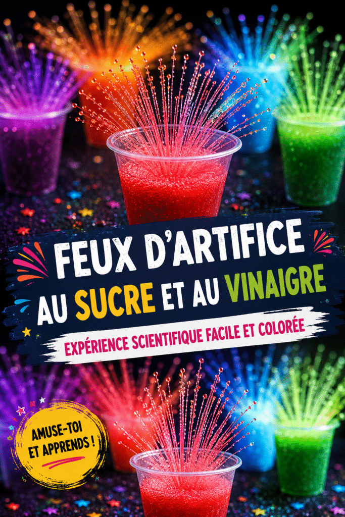 Feux d'artifice colorés créés avec du sucre et du vinaigre