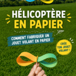 Hélicoptère en papier coloré sur un fond blanc