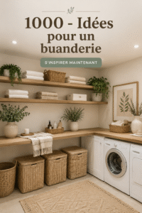 Aménagement moderne d'une buanderie avec des rangements pratiques