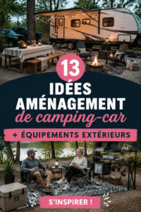 Aménagement extérieur d'un camping-car avec un coin repas cosy