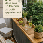 Un balcon d'appartement décoré avec des plantes et des meubles confortables pour créer un espace cosy.