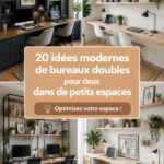 Bureau double moderne dans un petit espace avec décoration élégante