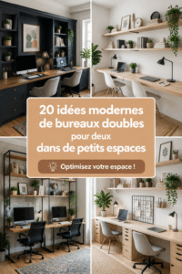 Bureau double moderne dans un petit espace avec décoration élégante