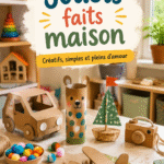 Jouets faits maison colorés sur une table