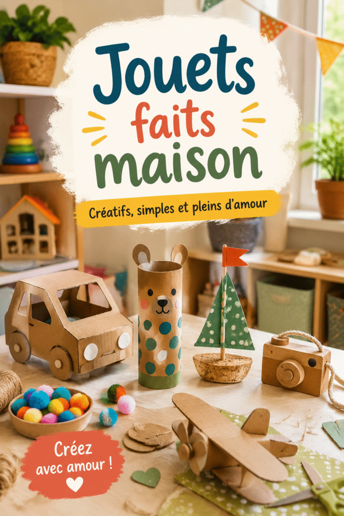 Jouets faits maison colorés sur une table