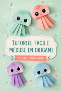 Un tutoriel d'origami présentant une méduse colorée en papier