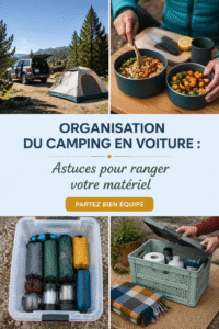 Voiture organisée avec du matériel de camping rangé efficacement