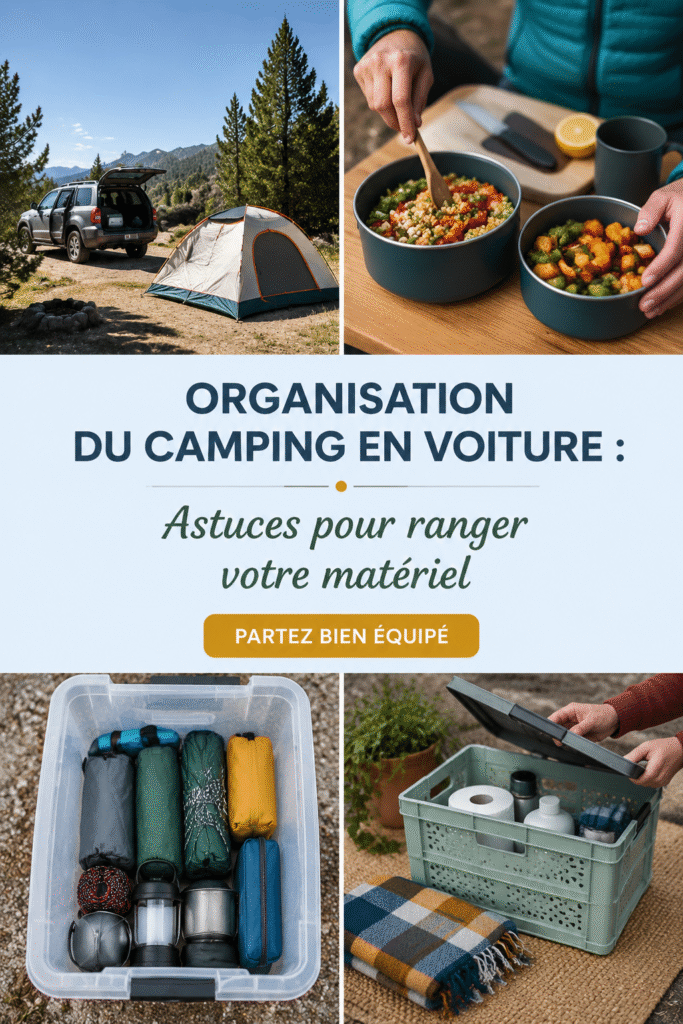 Voiture organisée avec du matériel de camping rangé efficacement